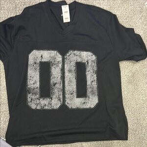 Black V-Neck Jersey with White Numbers